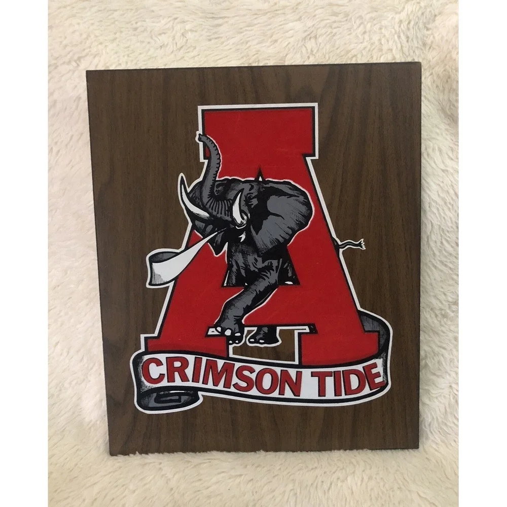 Vtg Alabama Crimson Tide Wooden Wall Plaque 15.75x19 The Unifloc Corp USA EUC
